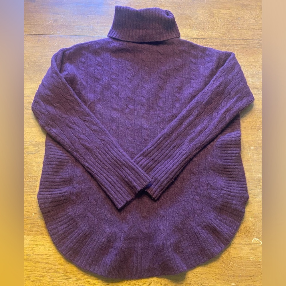 Polo by Ralph Lauren Plum Cable-Knit Turtleneck Sweater Wool/Cashmere